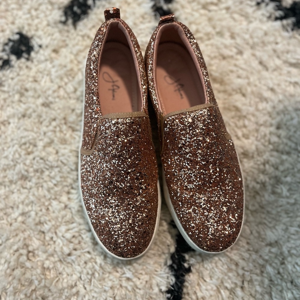 Pink Glitter Slip-On Sneakers